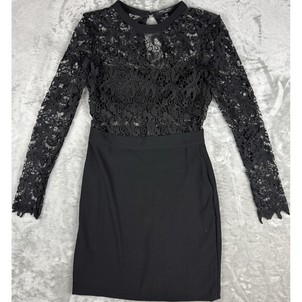 Romeo + Juliet Couture Black Lace Dress Womens Medium Long Sleeve Cocktail Party